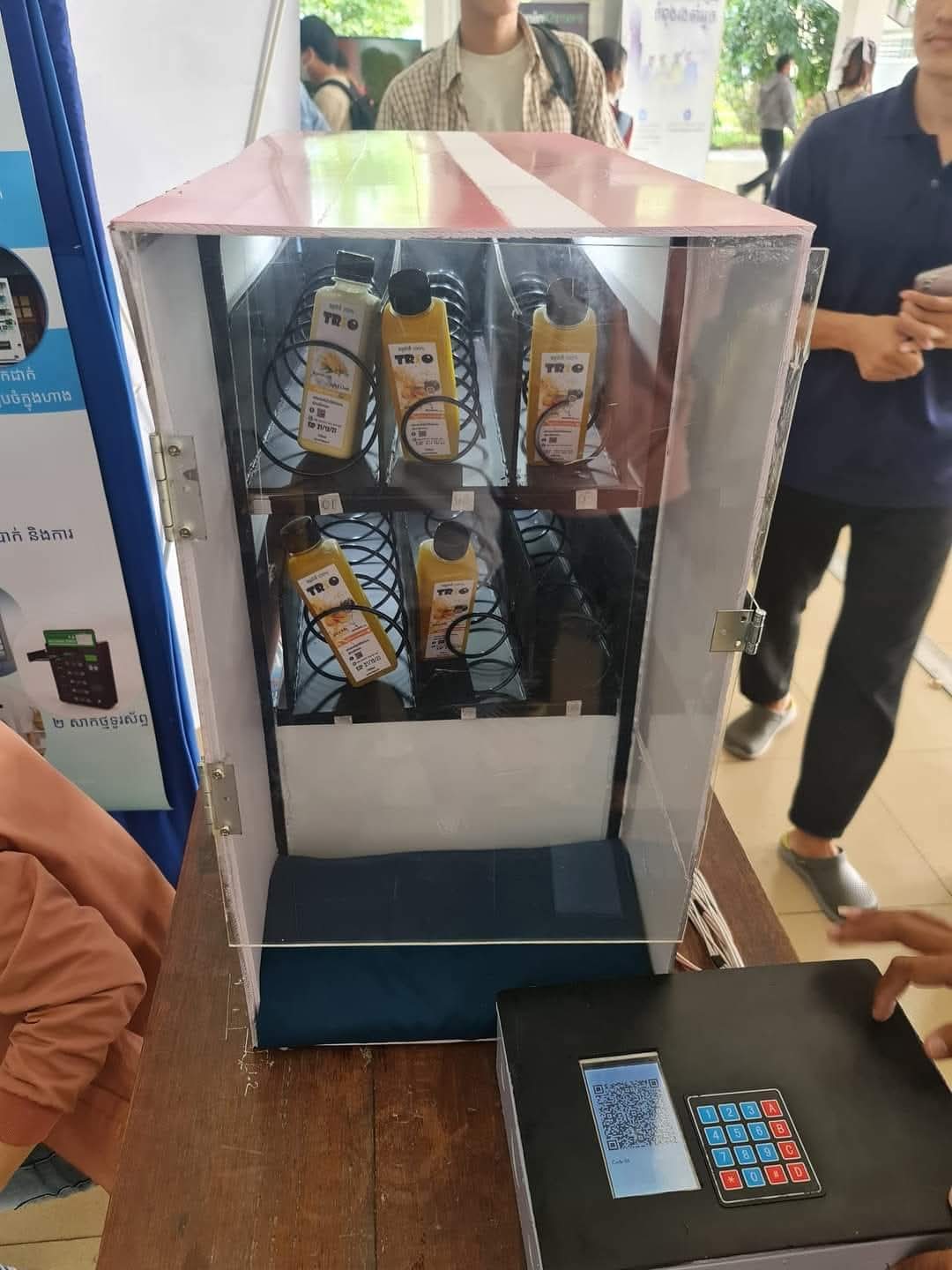 Earlier vending prototype with a digital payment display